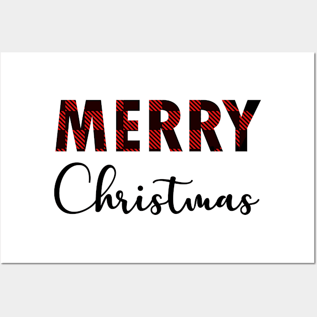 Merry Christmas Buffalo Plaid Graphic Wall Art by Tshirt114